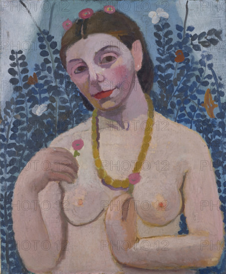 Self-Portrait as a Half-Length Nude with Amber Necklace II, 1906. Creator: Paula Modersohn-Becker.