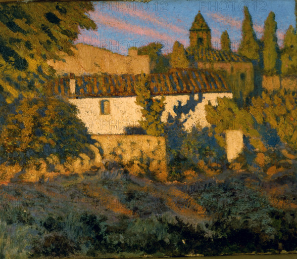 ''Village at night''. Creator: Nicolau Raurich Petre. Creator: Nicolau Raurich Petre;Nicolau Raurich i Petre;Raurich i Petre, Nicolau;Petre, Nicolau Raurich i;Petre, Nicolas Raurich y;Nicolas Raurich y Petre;Petre, Nicolau Raurich;Nicolau Raurich;Rau
