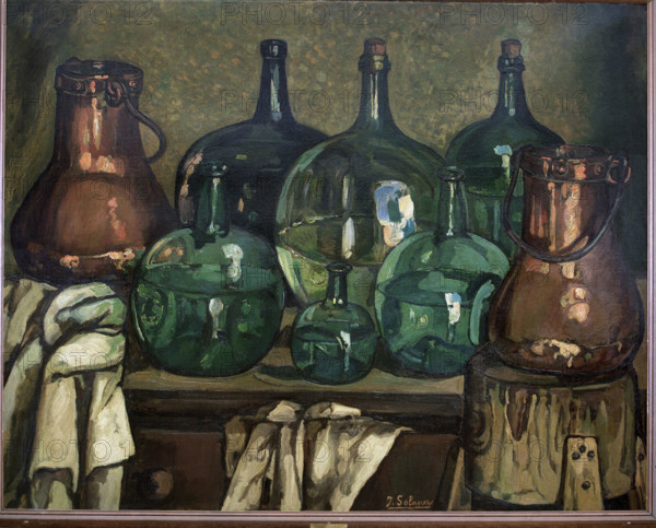 'Still Life with Bottle', 1927. Creator: José Gutiérrez Solana.