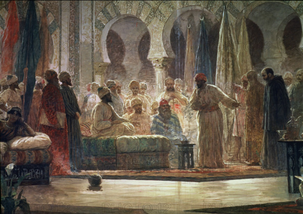 Abd-al-Rahman III receiving an embassy, 1865. Creator: Dionisio Baixeras y Verdaguer.