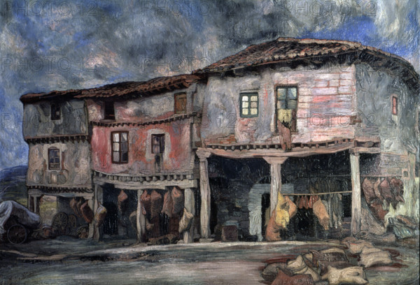 'Houses of the wineskin maker', 1926. Creator: Ignacio Zuloaga.