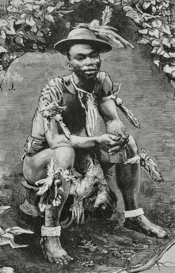 Siova-Biahome, chieftain of Musola (Boloko, South Bioko, Bioko Island), Spanish Guinea, 1883. Creator: Tomás Carlos Capuz.
