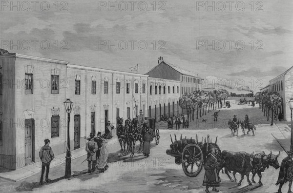 Economic houses for workers built by 'La Constructora Benéfica', Pacífico..., Madrid, Spain, 1883.  Creator: Juan Comba García.