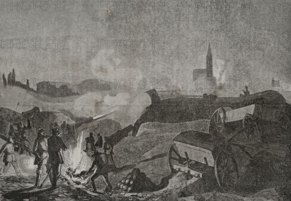 Franco-Prussian War (1870-1871): Bombardment of Strasbourg by the Prussians, 1870.  Creator: Unknown.