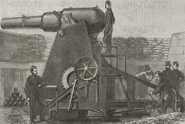 Moncrieff 7-ton gun carriage, 1870.  Creator: Unknown.