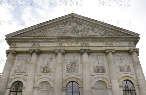 General view of the facade, St Hedwig's Cathedral, Berlin, Germany, 2025.  Creator: LTL.
