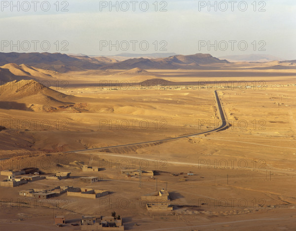 Panoramic view of the Syrian Desert, The Oasis of Palmyra, Syria, 1999.  Creator: LTL.