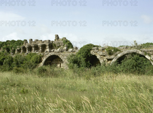 Roman aqueduct, Side, Anatolia, Turkey, 1999.  Creator: LTL.