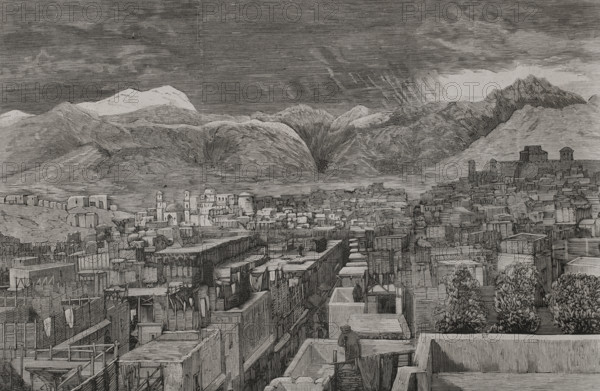 Panoramic view of the city, Peshawar, Afghanistan, 1878.  Creator: Andrés Ovejero.