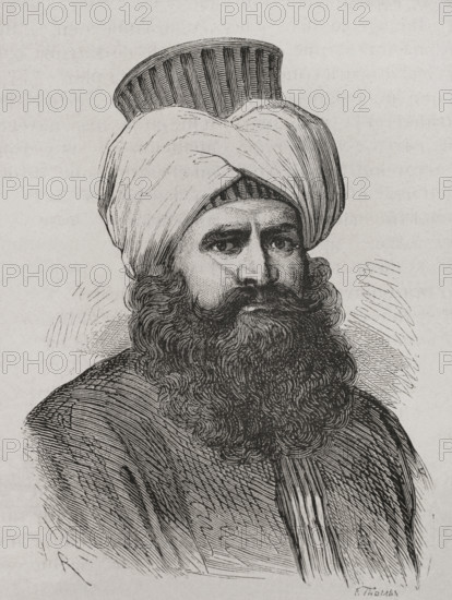 Portrait of Murad Bey Mohammed, (c1750-1801), Egyptian Mamluk chieftain, 1879.  Creator: F Thomas.