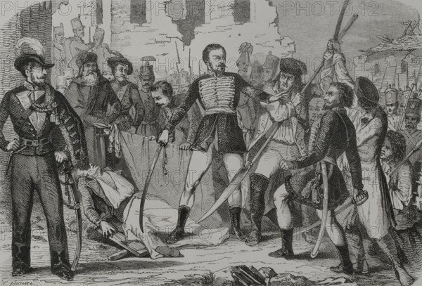 Hungarian Revolution of 1848, (1848-1849): Death of General Hentzi on 21 May, 1849, (1856). Creator: Auguste Trichon.