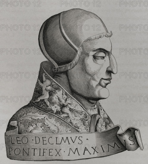 Portrait of Leo X, (1475-1521), Pope of the Catholic Church between 1513 and 1521, 1877.  Creator: Unknown.
