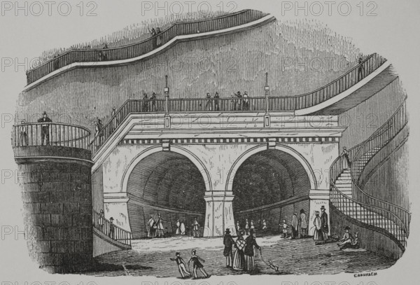 Thames Tunnel  Wapping entrance, London, 1856.  Creator: Cabanach.