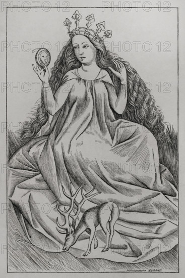 The Lady playing card from a card game, (c1420-1468), 1877. Creator: Unknown.