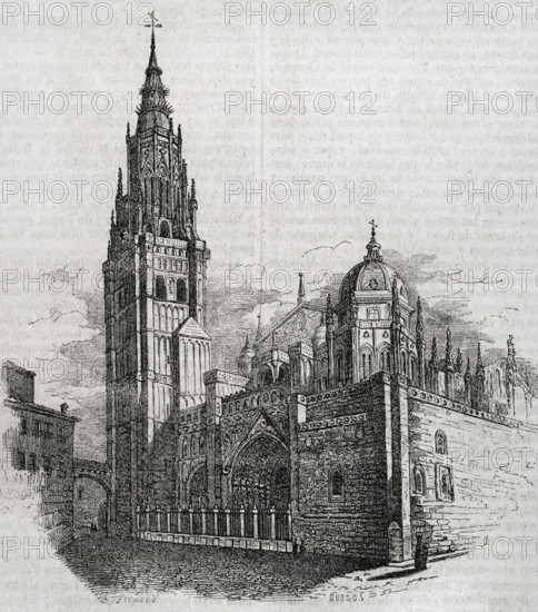 Primate Cathedral of Saint Mary of Toledo, Spain, 1852. Built in the 13th century, Gothic style.  Creator: Burgos.