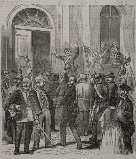 Franco-Prussian War (1870-71); pro-war demonstration in Berlin..., 1870.  Creator: Unknown.