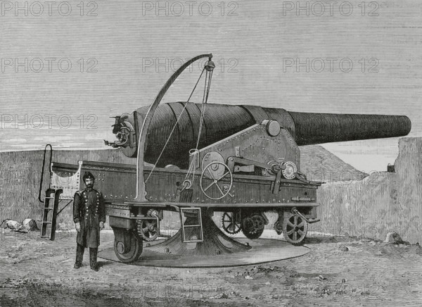 Armstrong 30.5 cm gun, mounted on la Soledad Bulwark, Cadiz, Andalusia, Spain, 1883. Creator: Unknown.