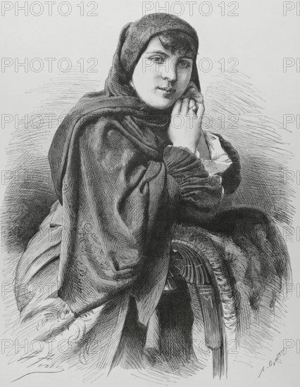 Chilean lady wearing dress for church, 1883. Creator: Arturo Carretero y Sánchez.