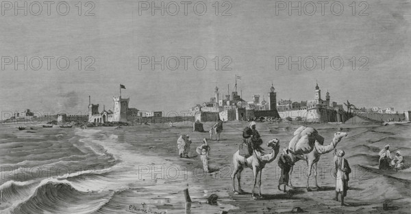 Mogador (now Essaouira), Morocco, 1883. General view.  Creator: Eugenio Alvarez Dumont.