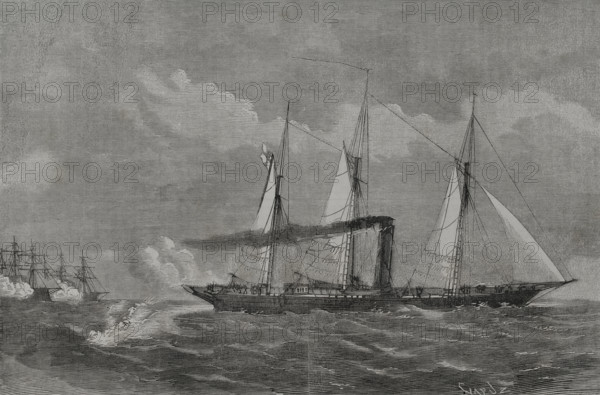 Franco-Prussian War (1870-1871): Engagement of the "Grille" with French warships, 1870. Creator: Tomás Carlos Capuz.