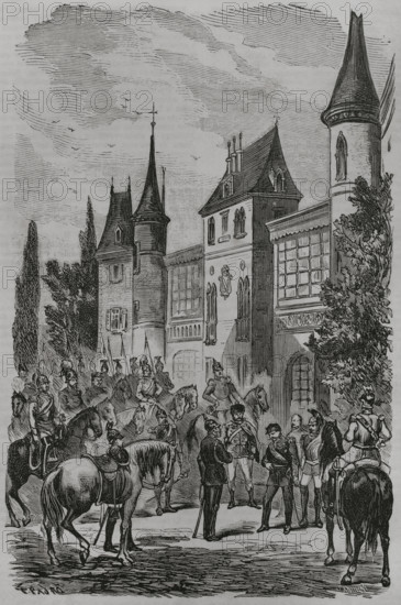 Franco-Prussian War: Napoleon III surrendering to King Wilhelm I of Prussia...1870, (1870). Creator: Celestino Sadurni.