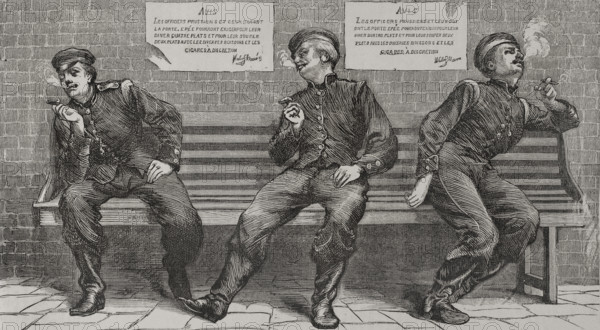 Franco-Prussian War (1870-1871): Prussian army - Bavarian officers smoking during a break, 1870. Creator: Unknown.