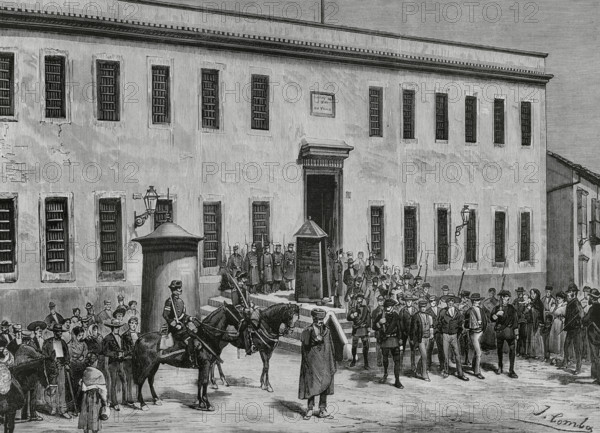 Transfer of prisoners from the prison of Jerez de la Frontera to the Cadiz jail, Spain, 1883. Creator: Eugenio Vela.