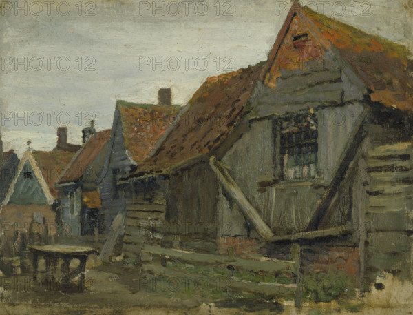 Study of wooden houses, (Holland), mid-late 1870s. Creator: George Clausen.