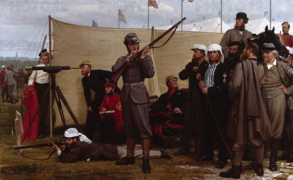 Volunteers at the Firing-Point, 1866, 1866. Creator: Henry Tanworth Wells.