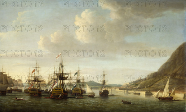 Gibraltar relieved by Sir George Rodney, 1780, 1780-1782. Creator: Dominic Serres.