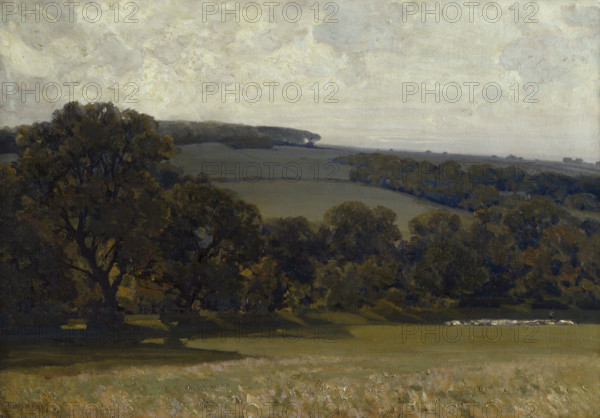 Evening in the Cotswolds, c1913. Creator: Alfred Edward East.
