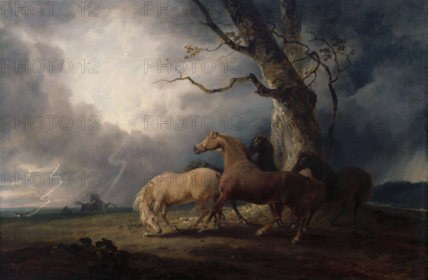 Horses in a Thunderstorm, 1798. Creator: Sawrey Gilpin.