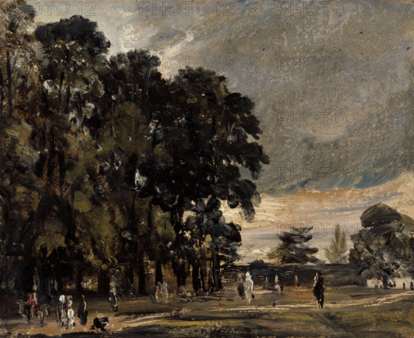 Landscape Study: Figures by a Clump of Trees, c1823. Creator: John Constable.