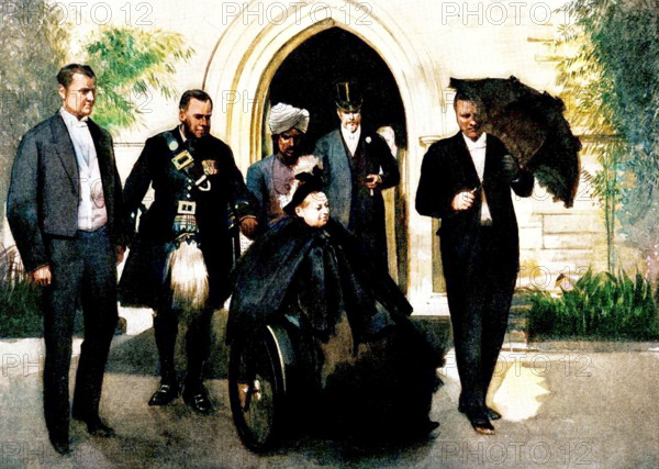 Confirmation of Princess Alice of Albany at St. George's Church, Cannes: The Queen leaving..., 1898. Creator: Unknown.