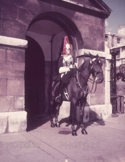 Mounted Horse Guard, Whitehall, London, c1955. Creator: Arthur Charles Kirby Ware.