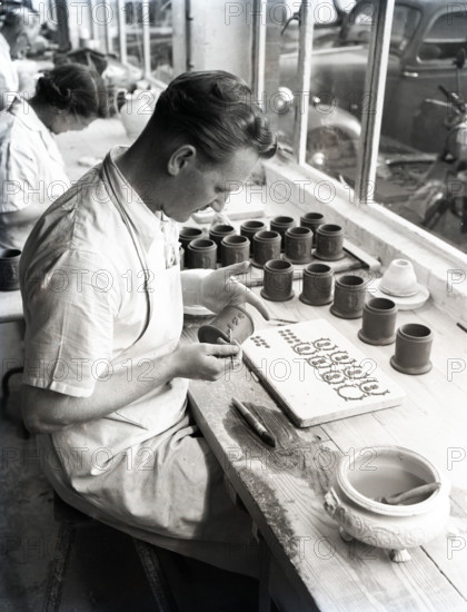 Wedgwood pottery production, Staffordshire, c1953. Creator: Arthur Charles Kirby Ware.