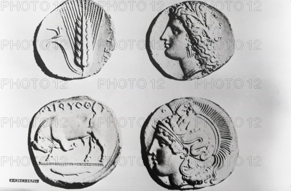Ancient coins, Greek, c1955. Creator: Arthur Charles Kirby Ware.