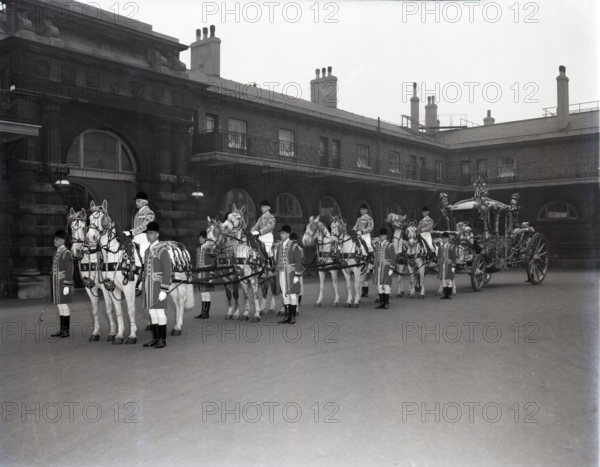 The Gold State Coach, Royal Mews, London, 1953.  Creator: Arthur Charles Kirby Ware.