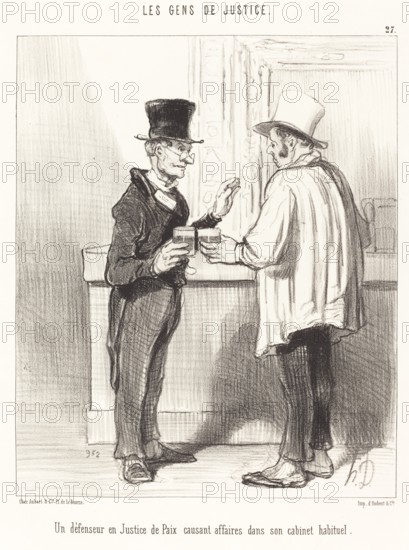 Un défenseur en Justice de Paix causant affaires dans son cabinet habituel, 1846. Creator: Honore Daumier.