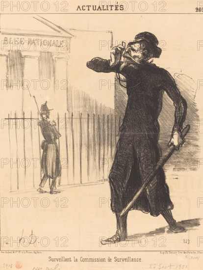 Surveillant la Commission de Surveillance, 1851. Creator: Honore Daumier.