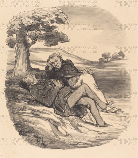 Doux loisirs d'un quincailler retiré du commerce des hommes et des chenets, 1848. Creator: Honore Daumier.