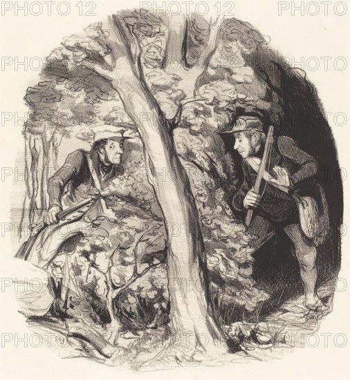 La rencontre sous bois, 1844. Creator: Honore Daumier.