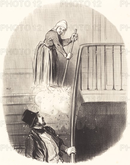 Un locataire qui a eu un oubli le 1er janvier, 1847. Creator: Honore Daumier.