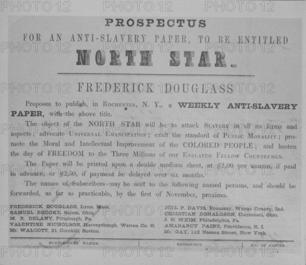Prospectus for an anti-slavery paper: To be entitled North Star, c1851.  Creator: Unknown.