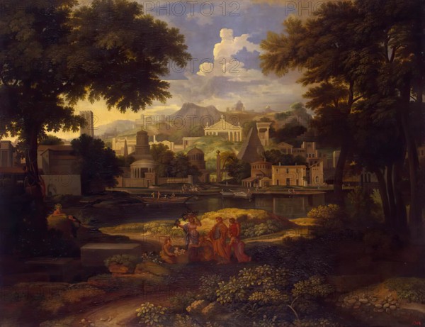 Landscape with Moses Saved from the Nile, 1650. Creator: Etienne Allegrain.
