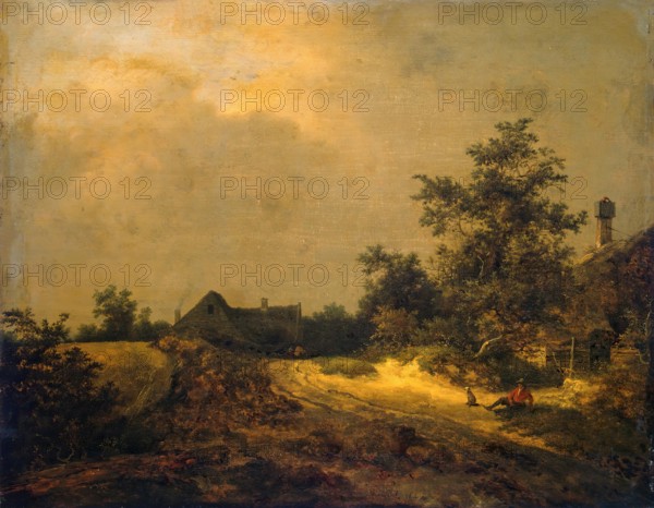 Landscape with some houses and a sand track, 1647. Creator: Jacob van Ruisdael.