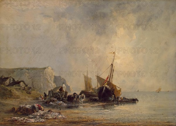 Boats near Shore of Normandy, 1823. Creator: Richard Parkes Bonington.
