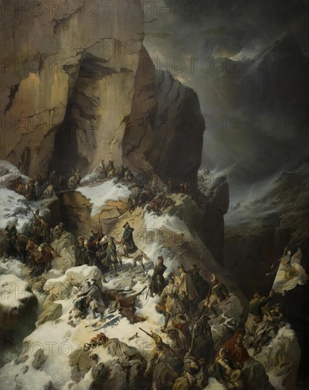 Suvorov Crossing Panixerpass, 1799, 1860. Creator: Alexander von Kotzebue.
