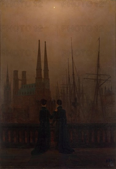 Night in a Harbour, 1818. Creator: Caspar David Friedrich.