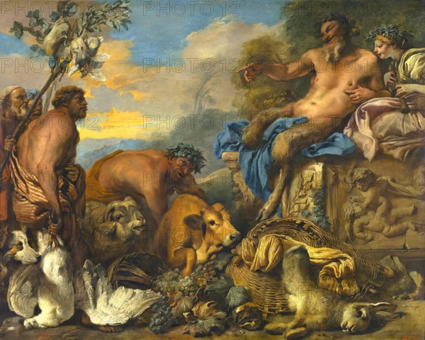 Satyrs Bringing their Gifts, 1640. Creator: Giovanni Benedetto Castiglione.